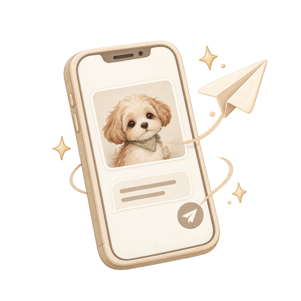 スマートフォンからキャラクターの画像を送るようす